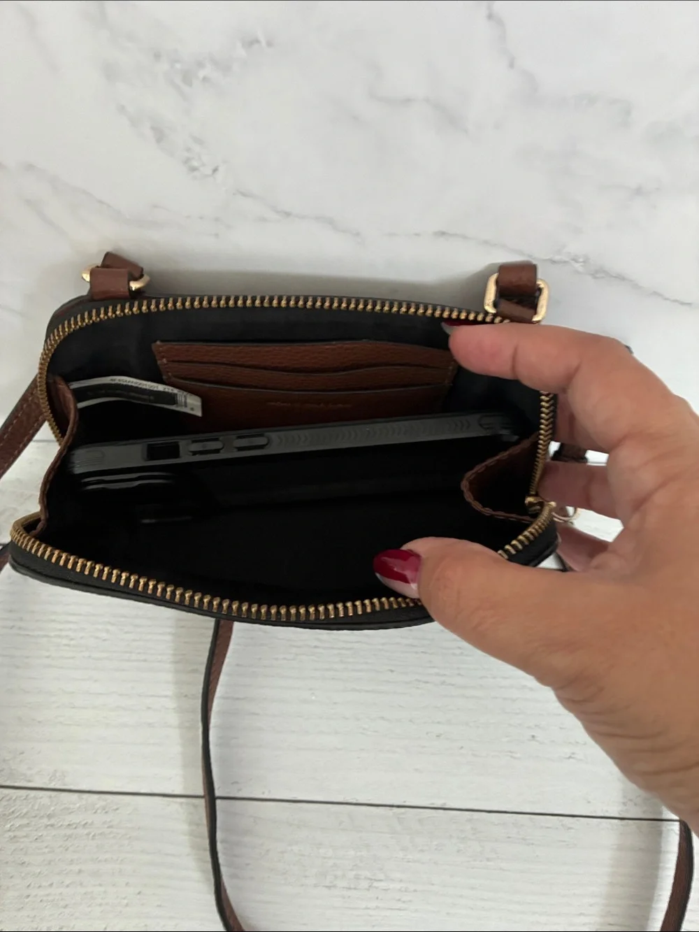 Marc Jacobs Brown Pebbled Leather Mini Crossbody Bag